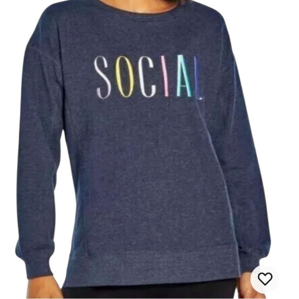 Wildfox Social Blue Cotton Blend Sweatshirt Size Medium NWT 📦